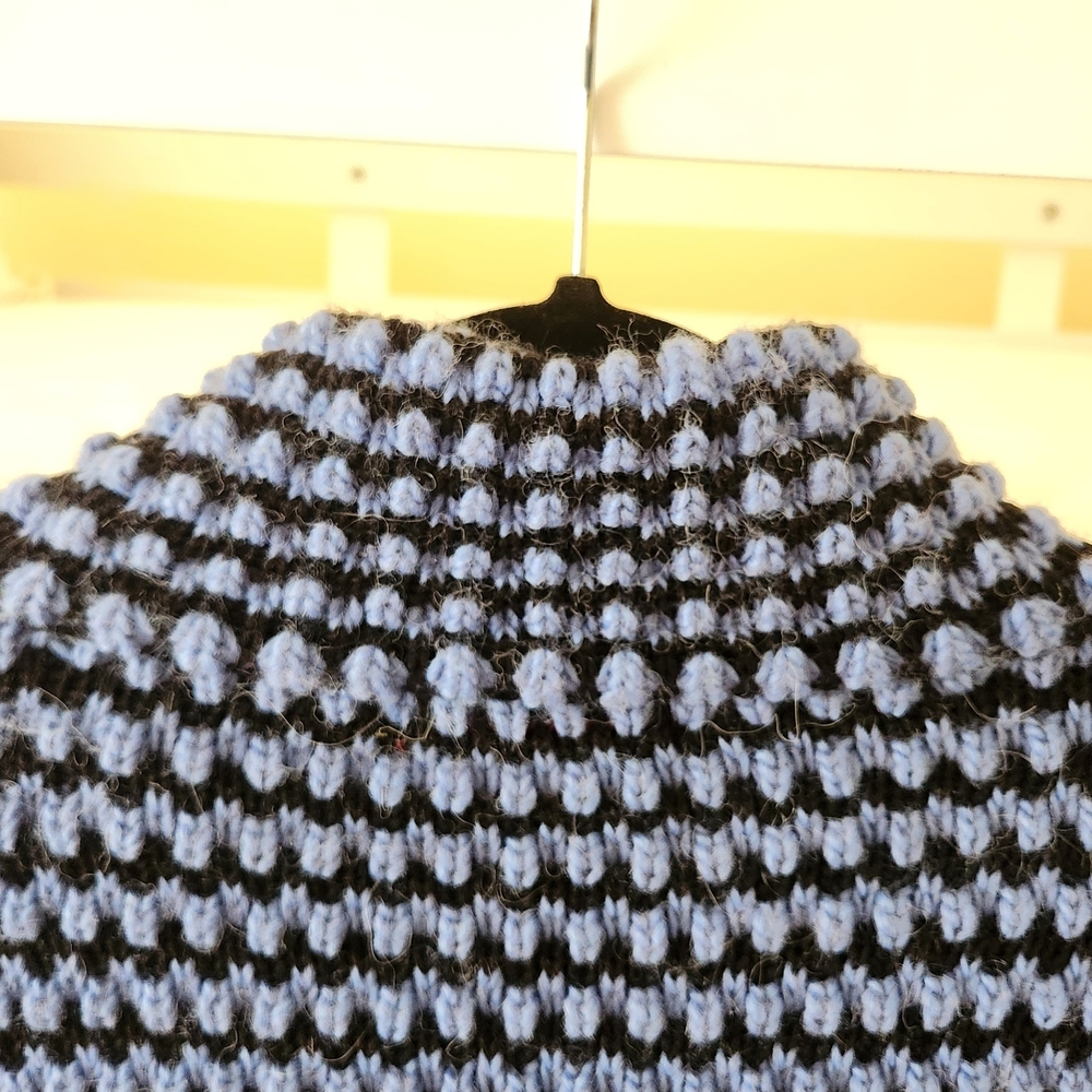 krimson klover midnight sun wool alpaca blend chunky knit blue sweater cardi M - Picture 6 of 9